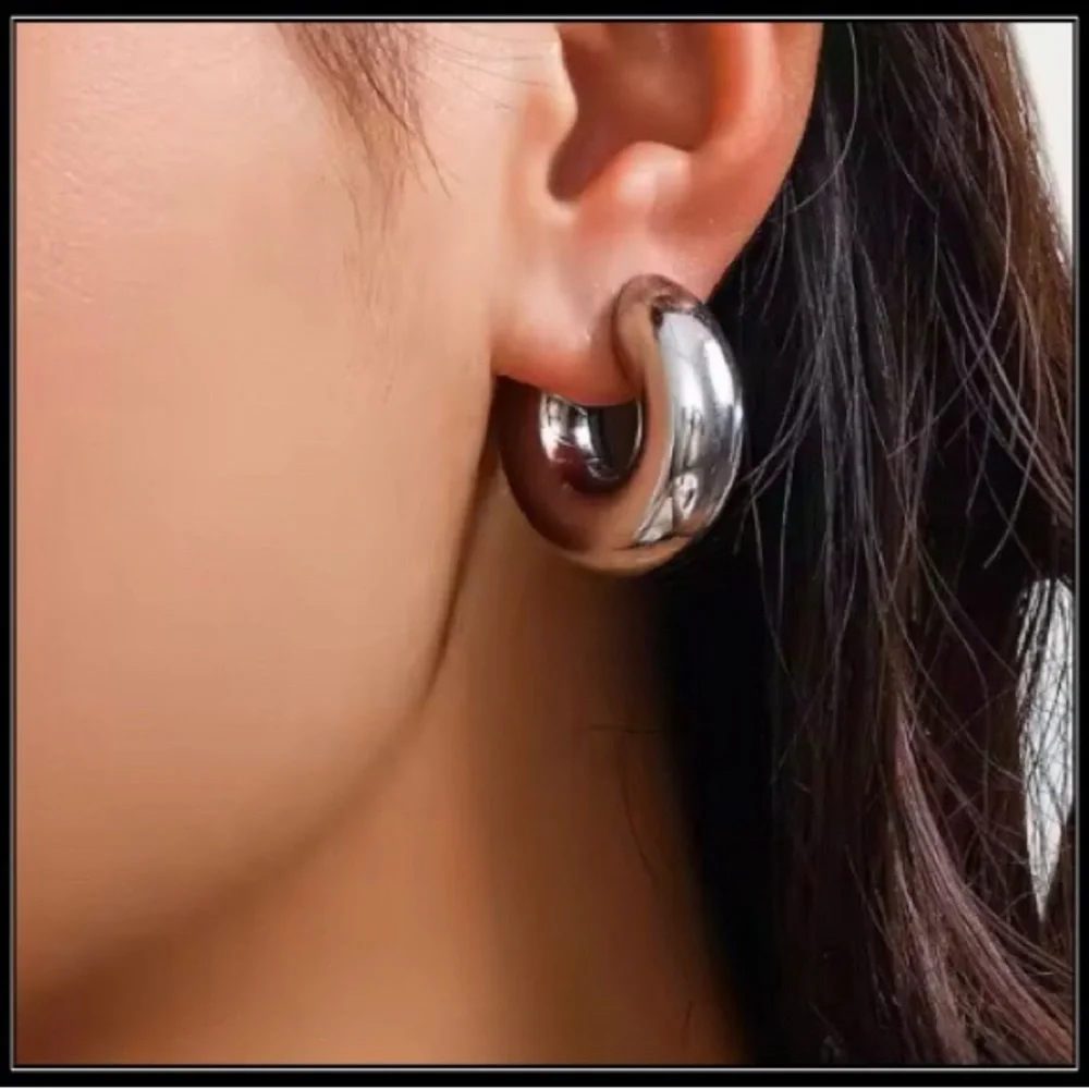 Clearance! New Chunky Balloon Arc Crescent Hoop Earrings - Women Jewelry